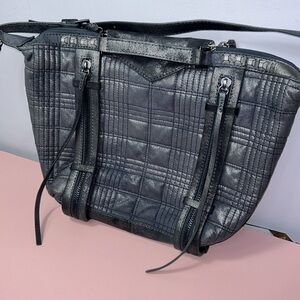 She Lo Quilted Leather Studded Bag with Zipper Tassel